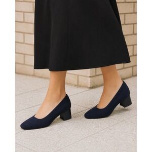 VIVAIA Melody Pro Navy Knit Block Heel Pumps - Size EU 40.5 / US 9-9.5 / NWT